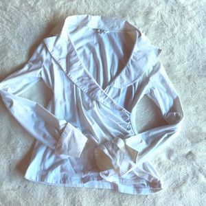 White mock wrap Cabi top